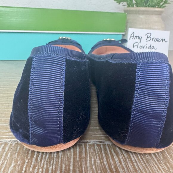Kate Spade Navy Blue Velvet Ballet Flats 8.5M With Box - Picture 5 of 5